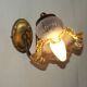 French vintage wall lamp in brass with a glass shade featuring frills and patterns 5524.