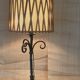1970s wrought iron lamp, new 2m fabric cable, lampshade.