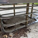 Chrome steel and smoked glass coffee table