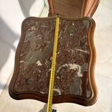 Pair of antique bedside tables with marble top and ceramic niche