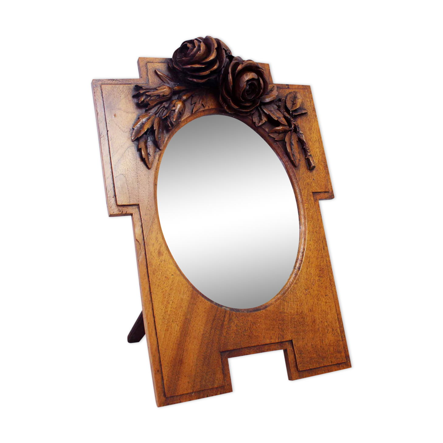Ancient carved walnut frame mirror