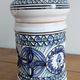 Covered ceramic pot, Tunisian artisan – 1970s – Blue and turquoise