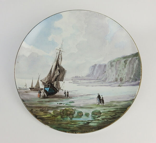 Plat en faïence Montereau''Paysage maritime