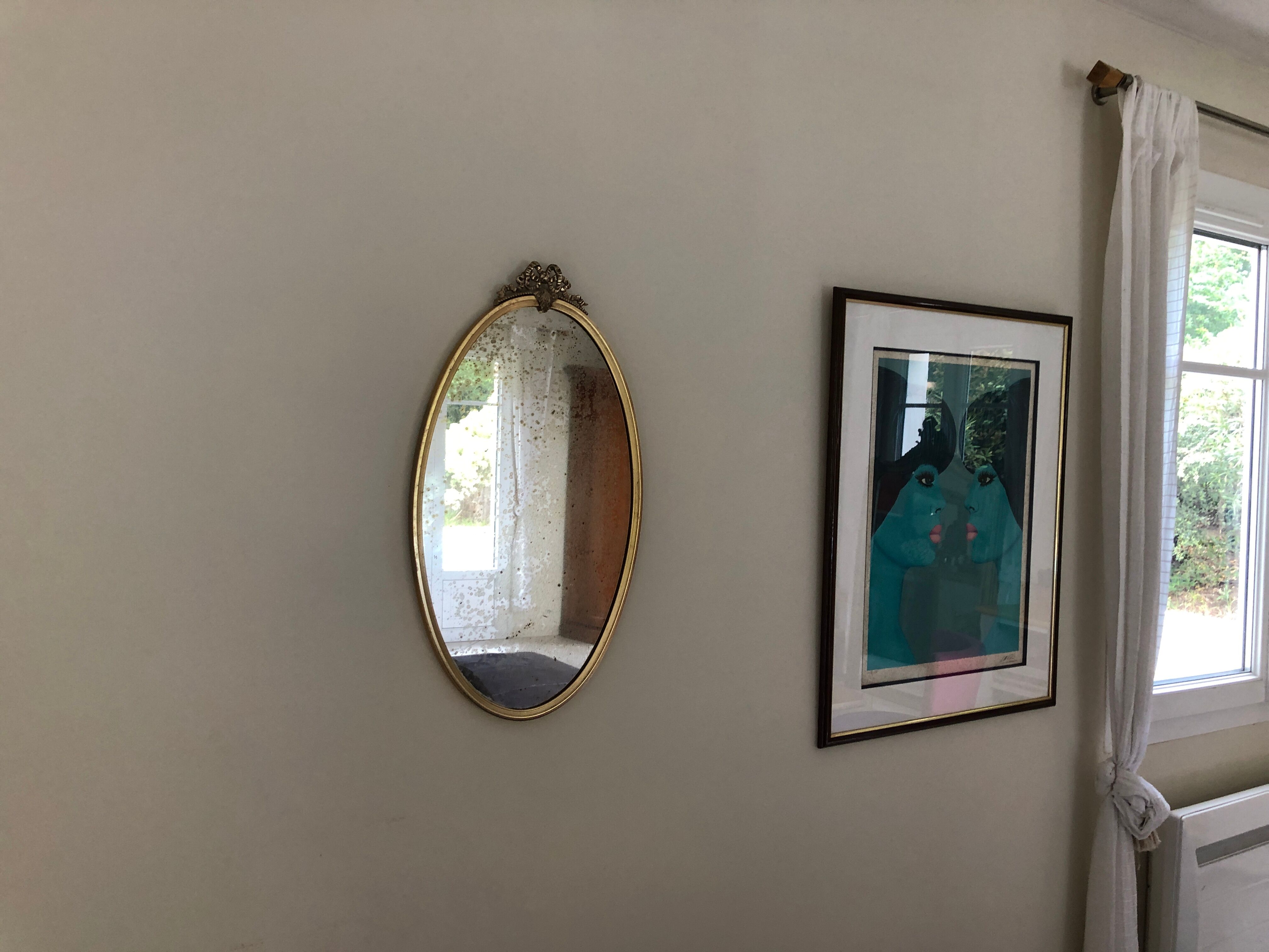 Oval and gold mirror  - 66x37cm