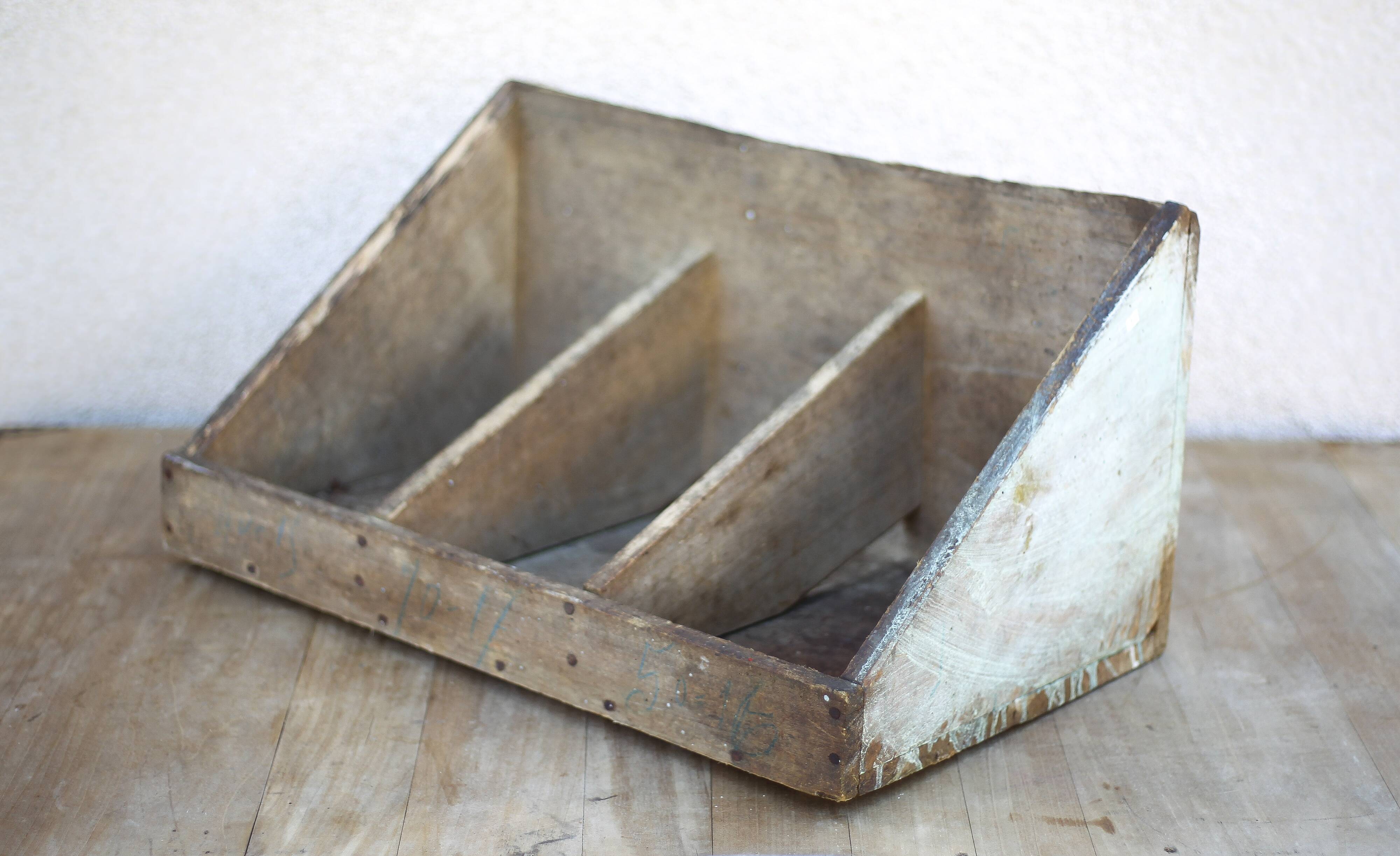 Wooden storage bin, vintage storage furniture, tool storage