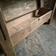Vintage French beech side table, console, washbasin unit, industrial side table, circa 1950–1970.