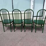 Set of 4 vintage Baumann Eden bistro chairs in green wood