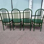 Set of 4 vintage Baumann Eden bistro chairs in green wood