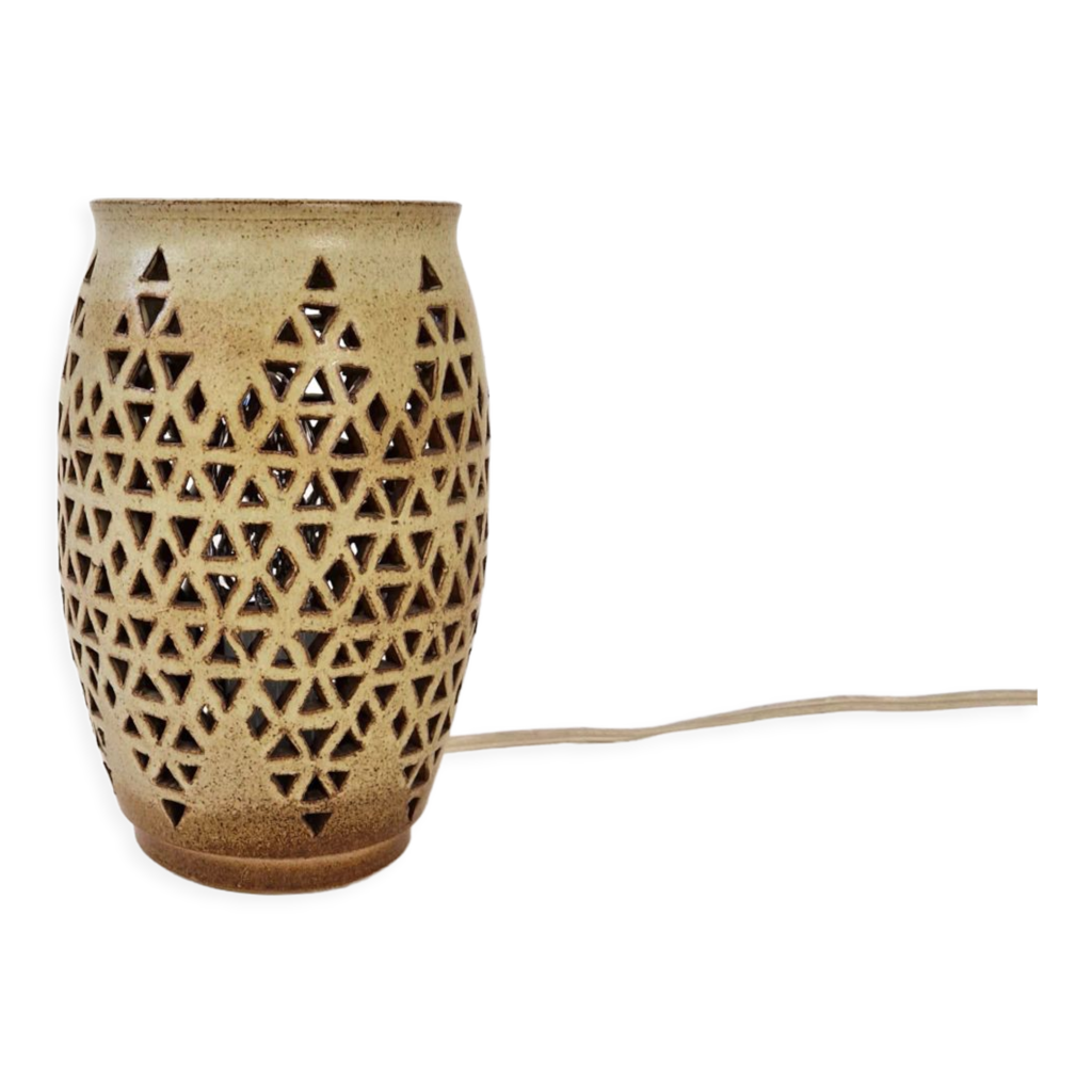 Lampe vintage en céramique ajourée 1970
