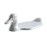 White porcelain dish in the shape of a duck.