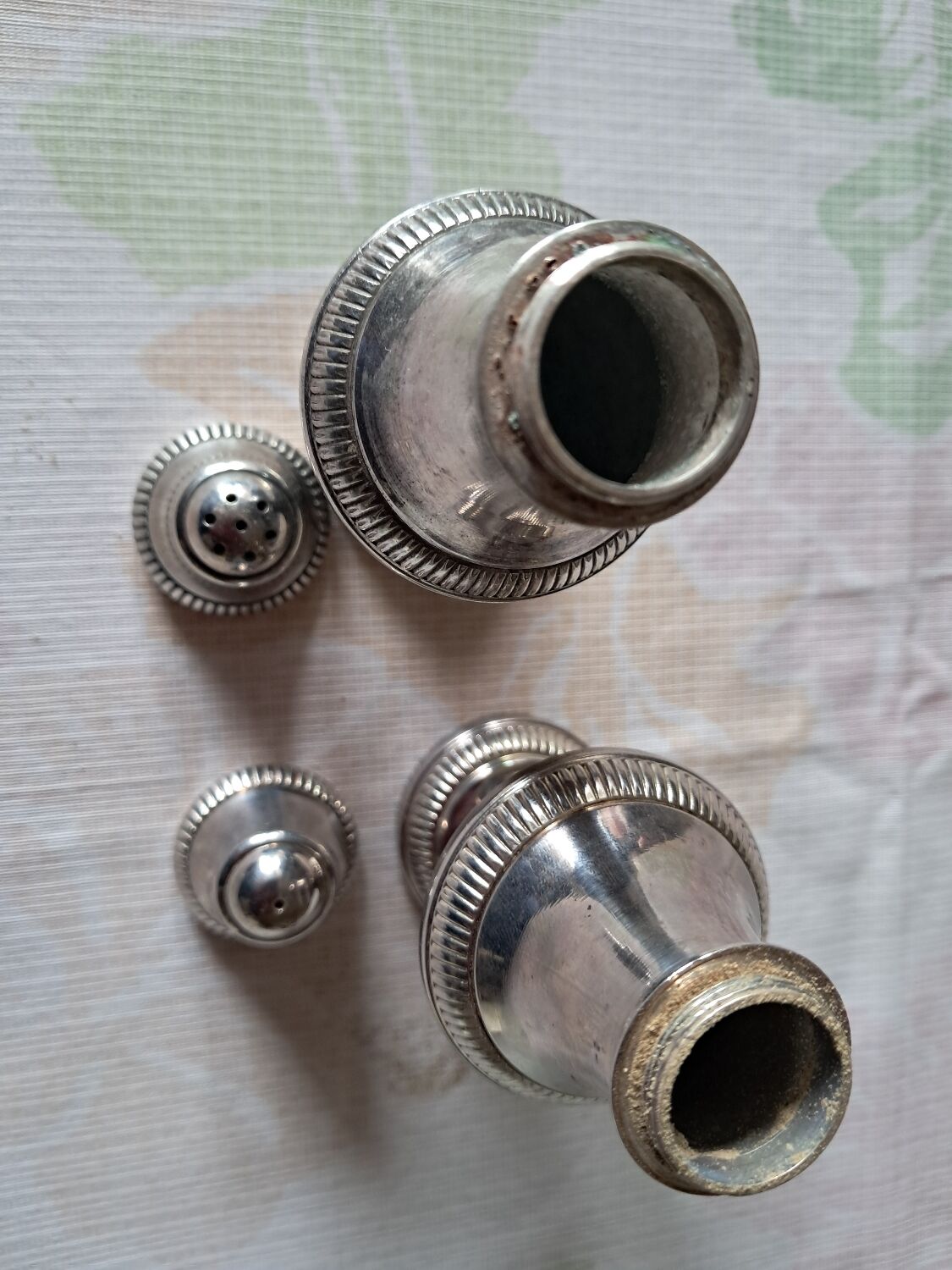 Salt and pepper silver-plated metal