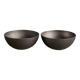 Pair of black lacquered metal catchall bowls