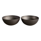 Pair of black lacquered metal catchall bowls
