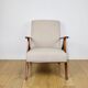 Vintage armchair B-310 VAR beige boucle dark structural wood 1970s - 2 pieces available