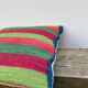 Turkish kilim cushion with stripes green red orange and blue 50x50cm