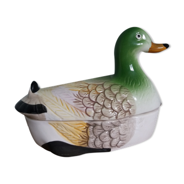 Canard boite vide-poche céramique barbotine signé JH