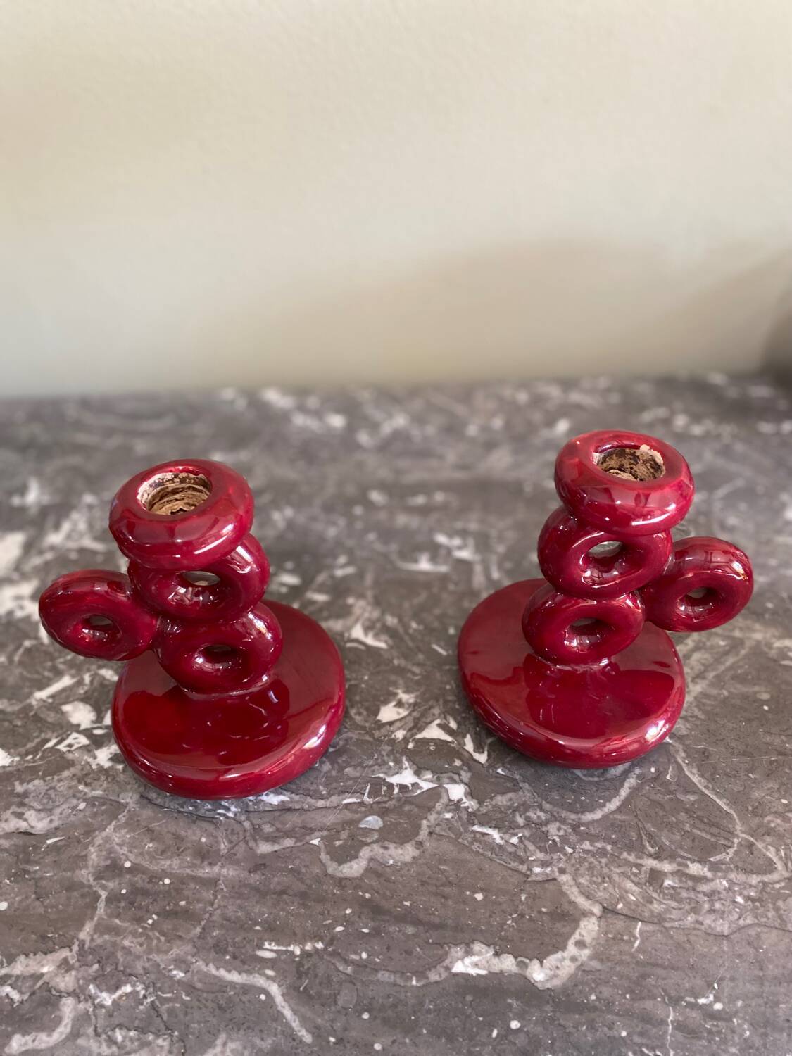 Pair of ceramic candlesticks