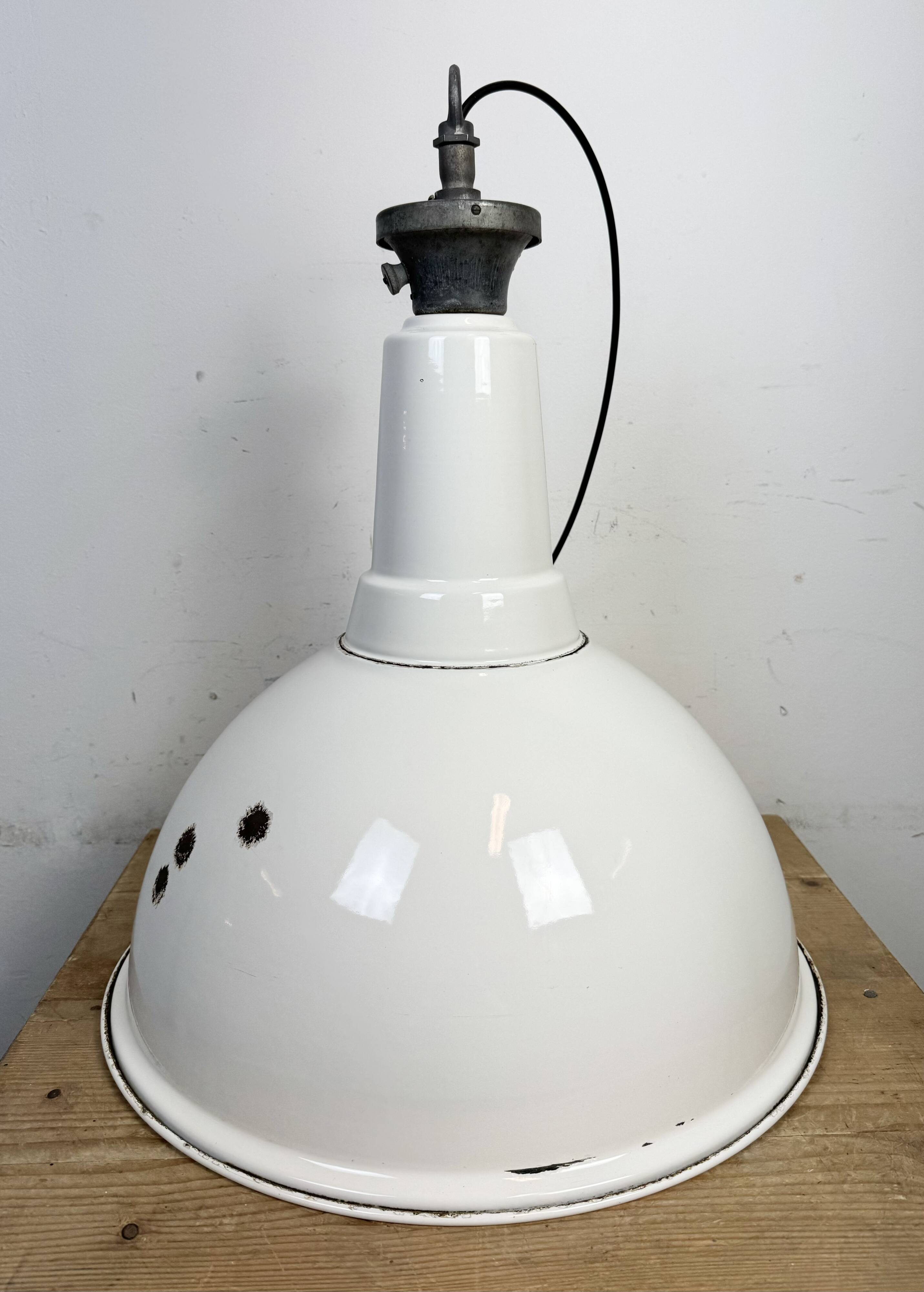 Large Industrial British White Enamel Pendant Lamp from Benjamin, 1960s