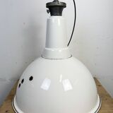 Large Industrial British White Enamel Pendant Lamp from Benjamin, 1960s