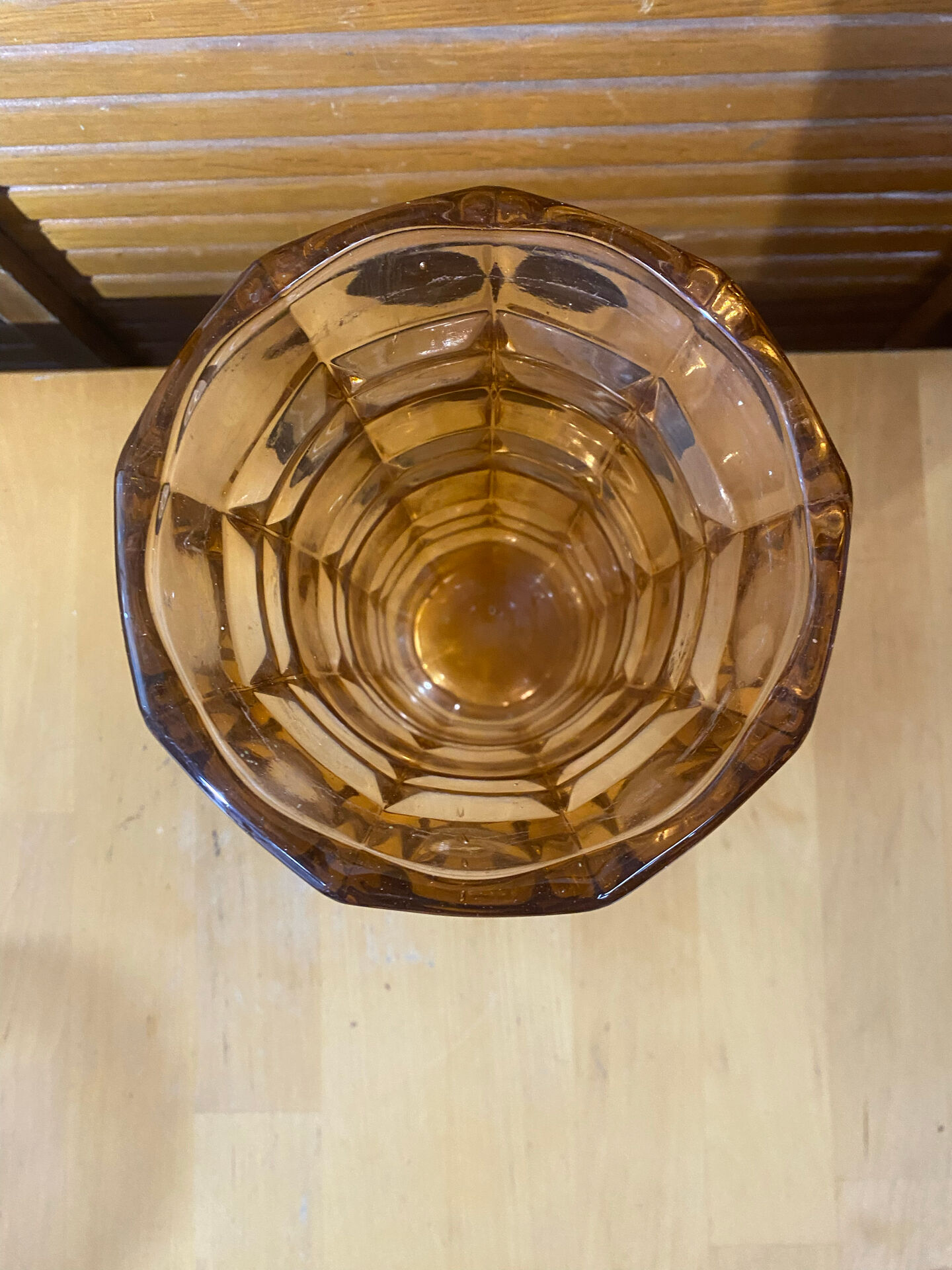 Vintage Art Deco Style Orange Amber Moulded Glass Vase