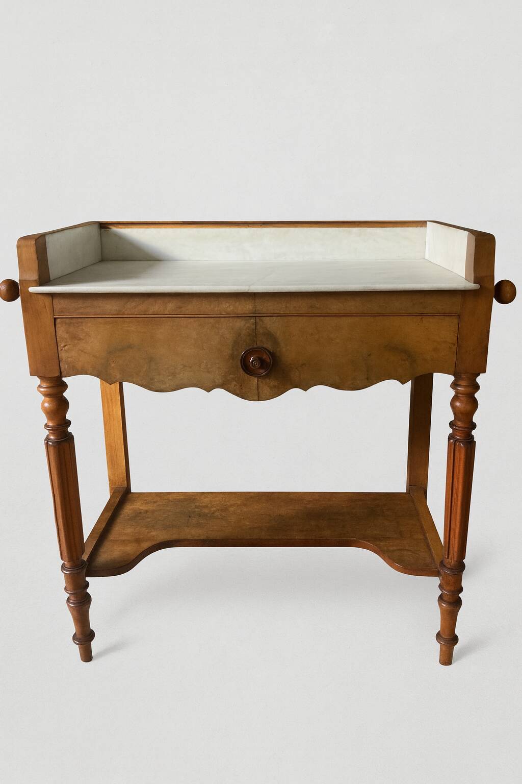 Antique bathroom cabinet in wood and marble – late 19th / early 20th century