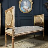 Important Napoleon III Period Bench in Gilded and Carved Wood in Louis XVI Style - 19th Century