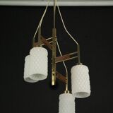 Mid-Century Modern Brass & Glass Chandelier