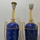 Giulia Mangani Table Lamps — Cobalt Porcelain & Brass, Pair 1990s