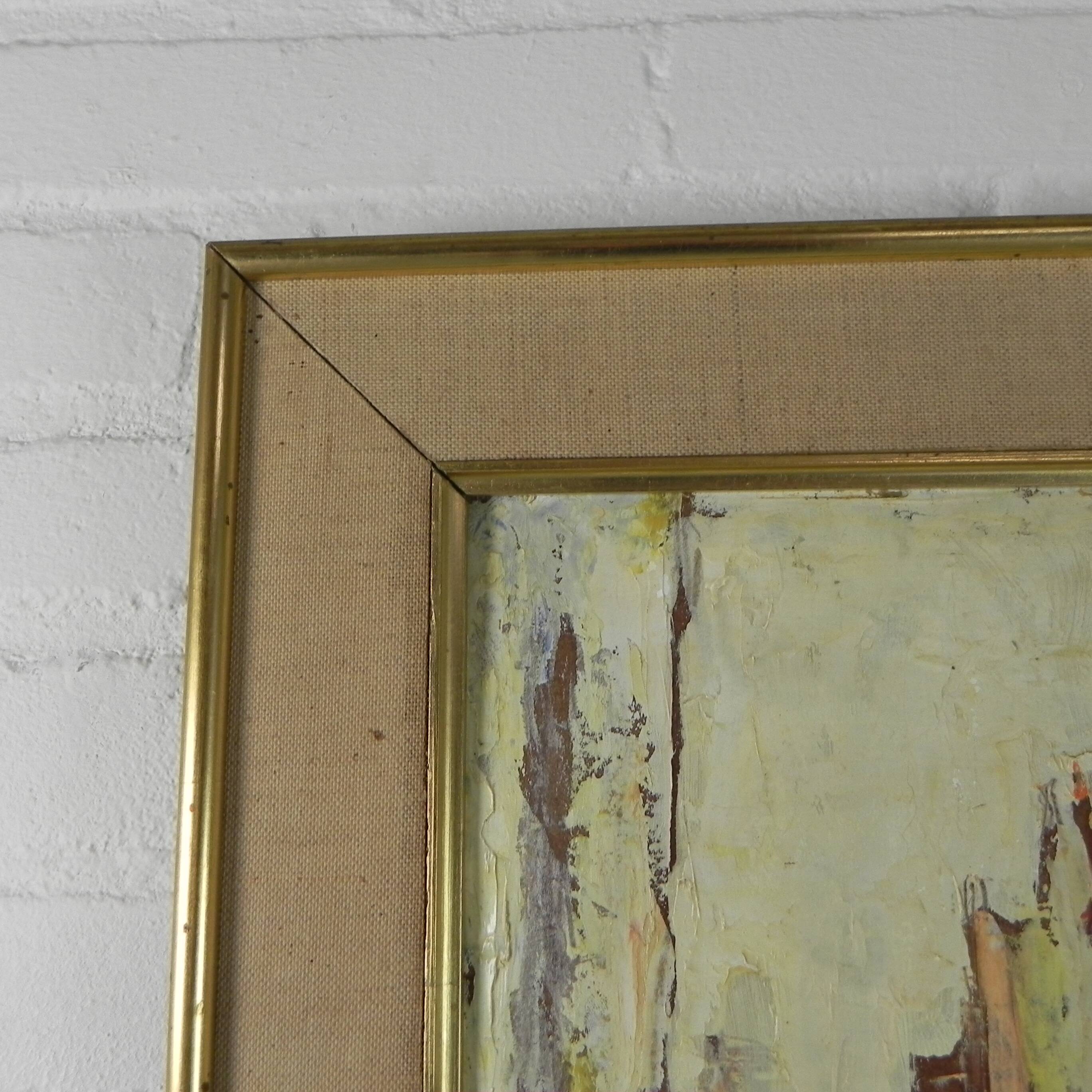 Painting of a street in (probably) Paris, 1950s