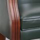 Set of 2 Green Cowhide Leather and Wooden Side/Dining/Office Chairs