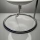 Spherical accent lamp in chrome steel and opaline glass space age