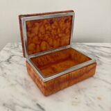 Vintage box in orange alabaster and chrome metal, Italy 1970s