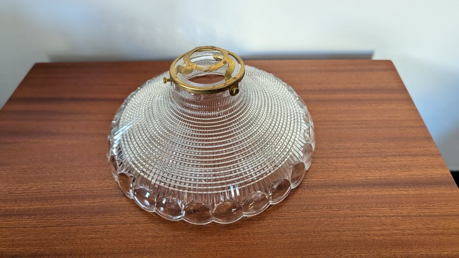 Moulded glass lampshade with concentric relief circa 1950