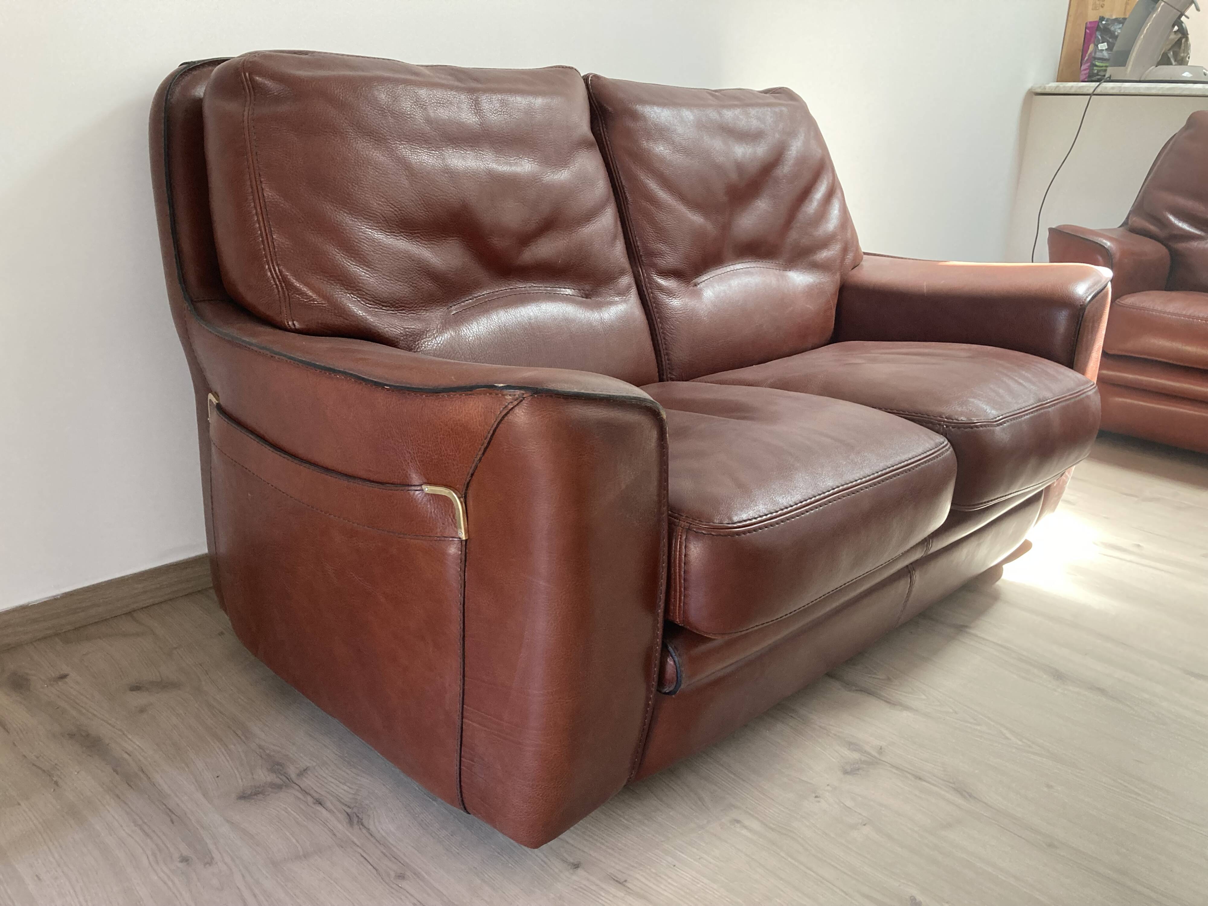 Canape 2 seater 100% leather brown