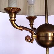 French antique empire style 4 light chandelier pleated cream fabric shade 4311