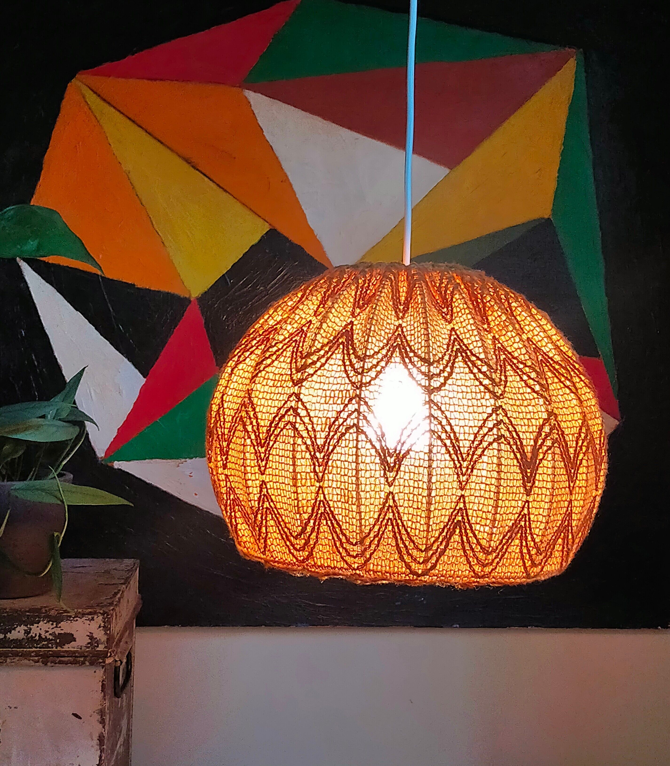 Vintage knit lampshade pendant lamp