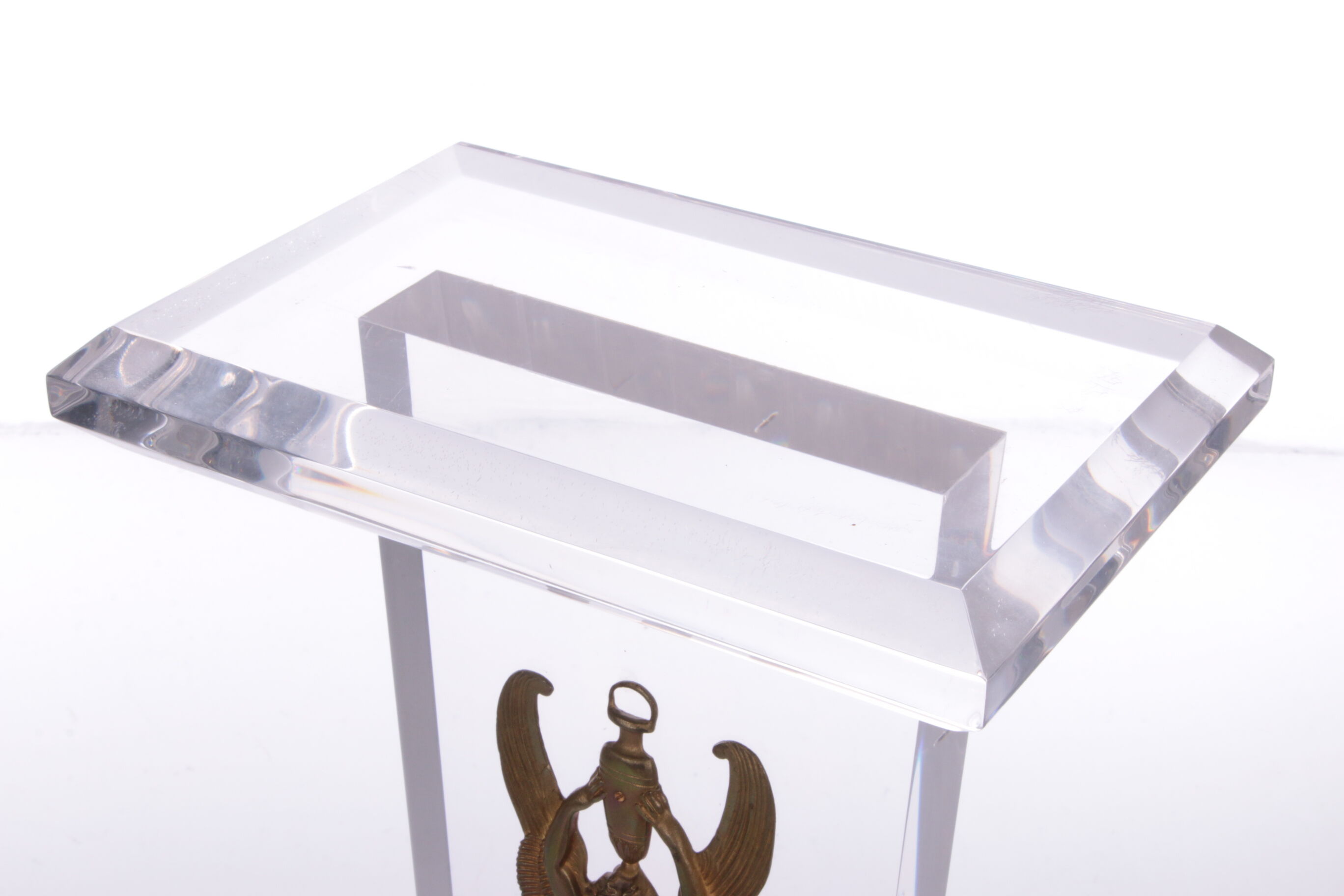 Vintage Plexiglas Stand or console with brass Lady, 1970 Italy