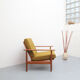 1960s armchair in teak, fabric mustard yellow