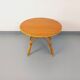 Round coffee table in vintage rattan and wood from the 1960s.