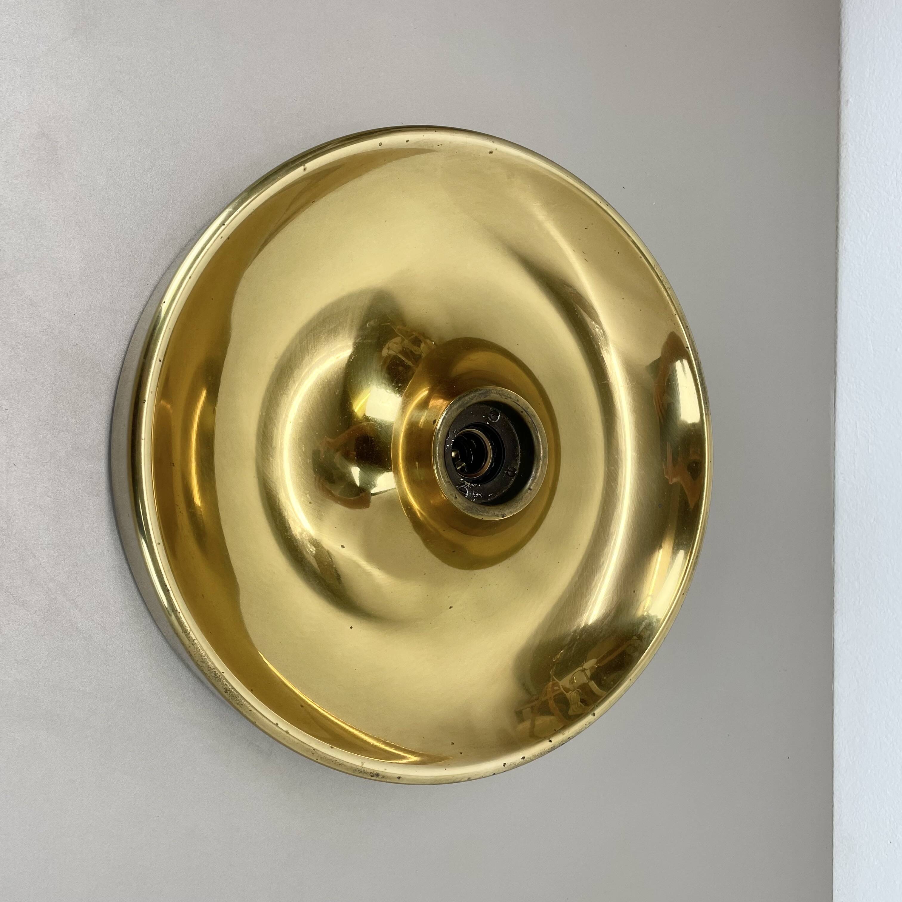 Large 39cm golden charlotte perriand style disc wall lights, germany 1960s
