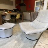 Mantis leather lounge chair ottoman footrest Gerard Van Den Berg 1970