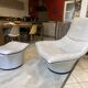 Mantis leather lounge chair ottoman footrest Gerard Van Den Berg 1970