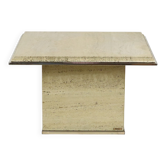 Vintage coffee table side table travertine chrome fedam belgium 1970s design
