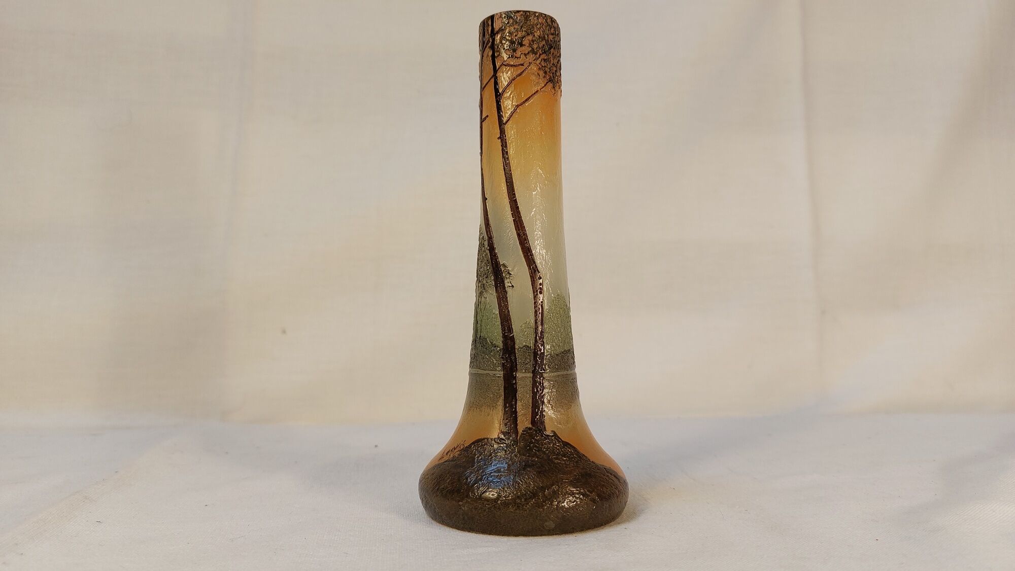Acid-engraved glass soliflore vase signed Legras - Art Nouveau