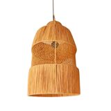 Handmade raffia pendant light - Bohemian ceiling light - Natural pendant light