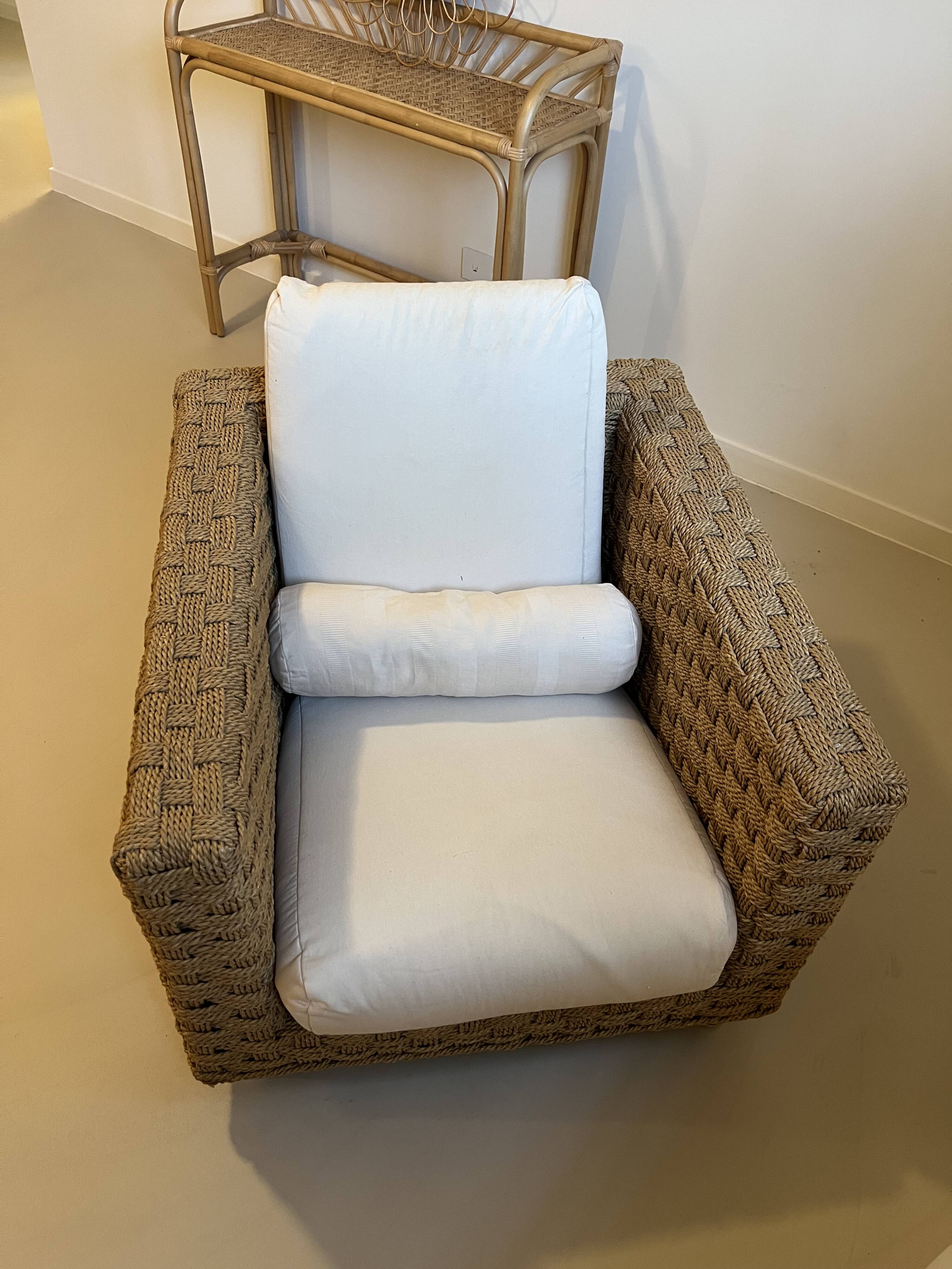 Wicky armchair in woven rope by Didier Gomez for Ligne Roset