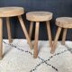 Set of 3 wooden tripod stools