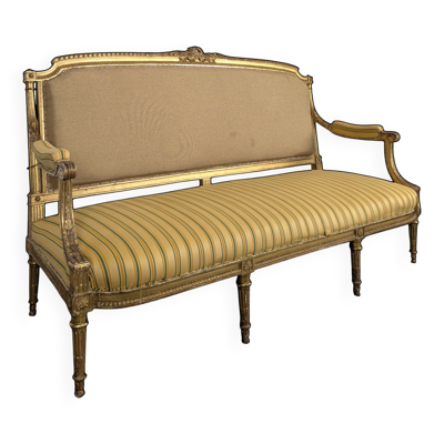 Canapé de style Louis XVI époque Napoléon III en bois doré