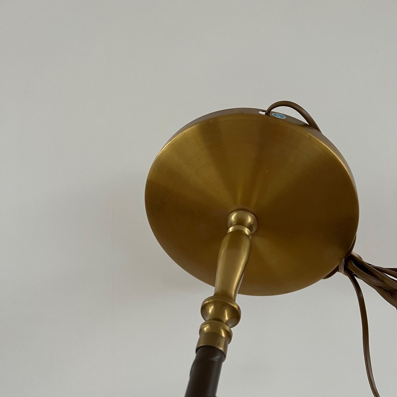 Danish Mid-Century Leather and Brass Adjustable Floor Lamp