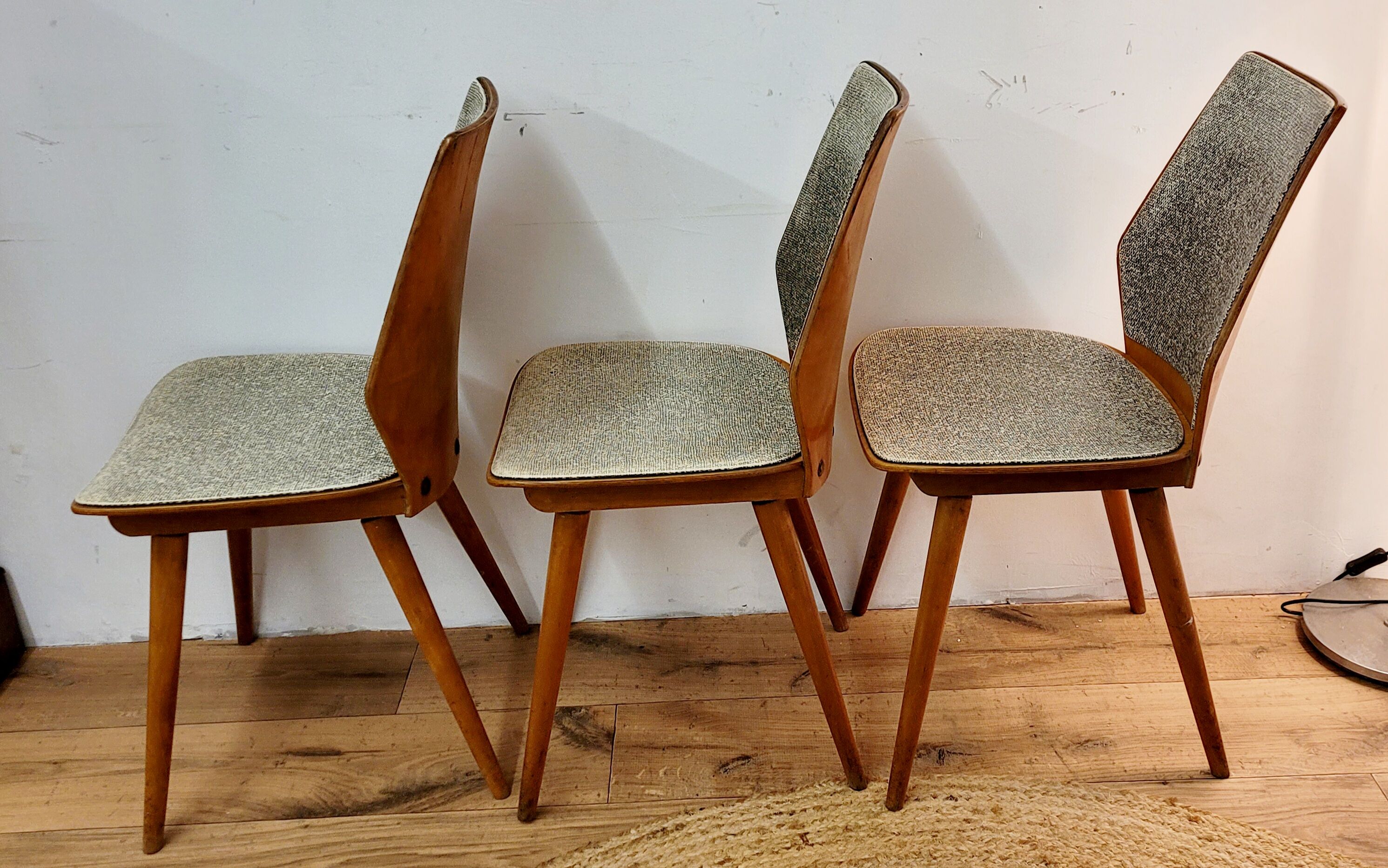 Set of six Scandinavian wooden chairs